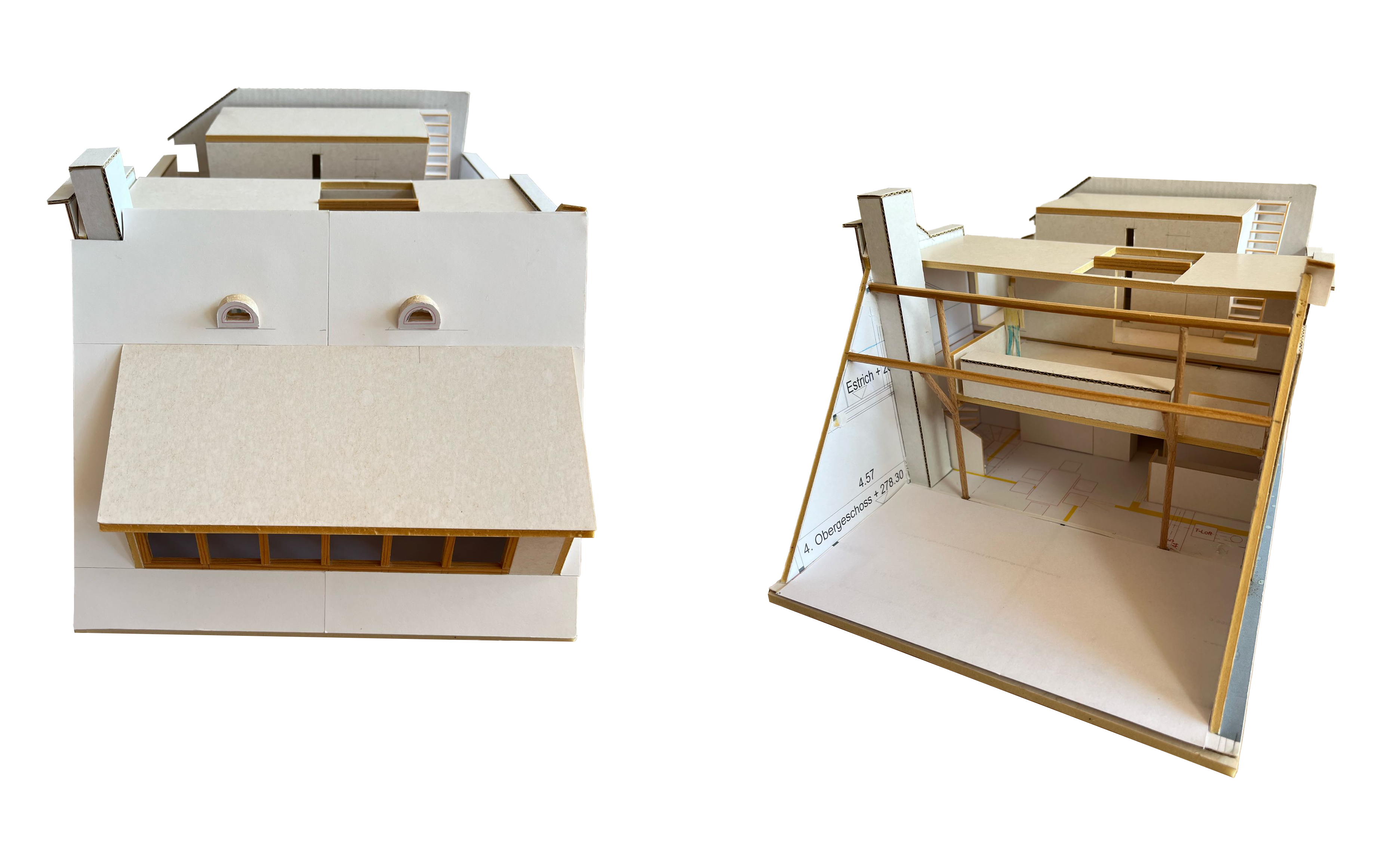 Modell mit und ohne Dach, Projekt Basel Münsterberg.